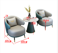 Ensemble Canapé Sectionnel en Cuir Simple et Table Basse de Style Nordique pour Bureau, Réception, Salon, Loisirs, Balcon et Bureau Commercial