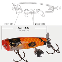 Leurre de pêche Propeller Wobbler Minnow, leurre artificiel dur flottant pour lancer longue distance, adapté à l'eau douce et à l'eau salée