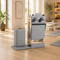Alat Pilates Fitness Portabel untuk Rumah, Kayu Oak yang Kokoh, Dapat Disesuaikan, Lipat, Mesin Yoga, Reformer Pilates, Studio Pilates
