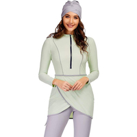 Nouveau design personnalisé noir solide 3 pièces musulman Hijab Bikini avant noeud islamique maillots de bain femmes maillots de bain à manches longues