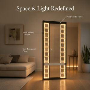 Mampara de Vidrio Estriado, Divisor de Baño Moderno de <span class=keywords><strong>Media</strong></span> Altura con Luz LED <span class=keywords><strong>para</strong></span> Baño, Tocador y Entrada - Product Image 5