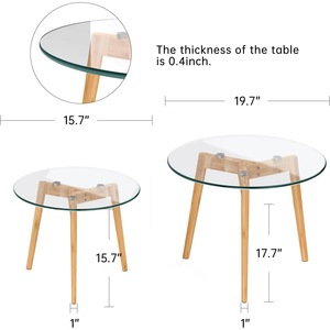 Modern Tempered Glass <b>Nesting</b> Coffee <b>Table</b> Set Clear Round Side <b>Table</b> For Living Room Home Furniture - Product Image 2