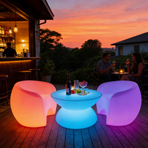 Smart Modern LED Furniture <strong>Set</strong> for <strong>Living</strong> <strong>Room</strong> Practical Plastic Sofa Corner Unique LED <strong>Table</strong> and Chairs for Hotels - Product Image 3