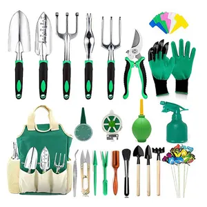 Set peralatan tangan rumput Stainless Steel 23 Pcs, Kit peralatan tangan taman kecil dengan tas