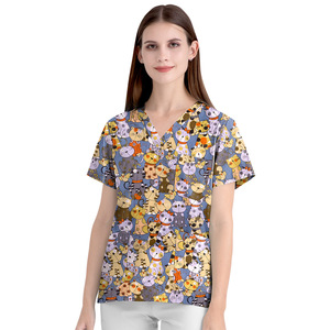 Veterinario impreso estiramiento Spandex uniforme médico mujer Scrub enfermería Spa uniforme conjunto Hospital Scrubs uniforme - Product Image 5