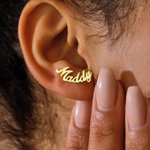 Boucles d'oreilles Haomi en acier inoxydable or rose, personnalisables avec nom et lettres, tendance, pour animaux de compagnie, cadeau de Noël, d'anniversaire ou de fête - Product Image 4