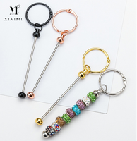Vente chaude métal barre porte-clés bricolage blanc porte-clés barre à la main perlé porte-clés artisanat bijoux accessoires perlable