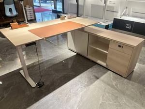 Bureau d'ordinateur moderne en forme de L, réglable en hauteur, modulaire, extensible, convertible, en métal E0 MFC, logo personnalisé, pour la maison, le bureau, l'étude, l'école - Product Image 5
