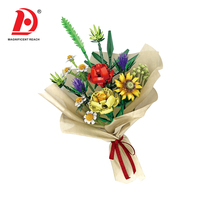 HUADA Bouquet de tournesol bloc ornement 3D plante bricolage assemblage jouets fille cadeaux fleur bloc floral jouets bricolage Bouquet briques Kit