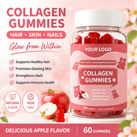 Compléments alimentaires en gommes de collagène hydrolysé pour adultes, marque privée OEM, pour cheveux, peau et ongles, avec biotine, multivitamines, éclaircissant pour la peau, végétalien