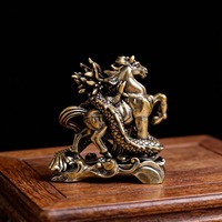 1 pièce Statue d'ornement en laiton représentant un dragon et un cheval, figurine de bureau, décoration d'étagère, artisanat en cuivre, vente en gros