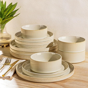 Service de vaisselle en céramique écologique personnalisable, 4 pièces, assiettes et bols en porcelaine légers, résistants aux rayures, qualité alimentaire - Product Image 4