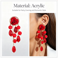 Boucles d'oreilles pendantes rondes multicouches en acrylique pour femme, style bohème vintage, longues, audacieuses, bijoux de fête, cadeau