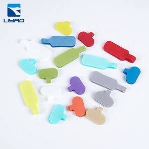 Etichette di gestione dei cavi in Silicone a punti in tessuto di grandi dimensioni con Logo a punto stampato personalizzato con identificazione del cavo a gancio e ad anello - Product Image 4