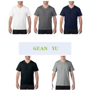 Camiseta básica a la moda para hombre, Camisetas estampadas personalizadas con cuello en V, venta al por mayor