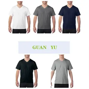 Kaus V-neck Pria Cetakan Grafis Dibuat Kustom Dasar Polos Tee Modis Grosir