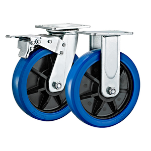 4''5''6''8 ''Hochleistungs-Lenk rollen platte mit brems blauen elastischen Gummi rädern für Handwagen Industrie transport - Product Image 6