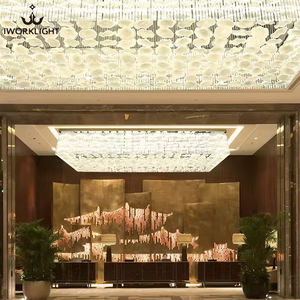Lustre en or de luxe IWORK pour espace commercial hall d'hôtel de mariage IWORK adapté au projet personnalisé hauteur réglable - Product Image 4