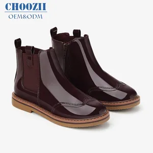 Choozii High Quality Custom Winter Luxury shoes Authentic Leather Chelsea Boots for Little Girls