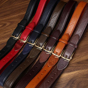 Cinturón de Cuero de Textura Gruesa Vintage para Hombre, Cinturón de Cuero Vacuno Genuino con Hebilla de Cobre, Cinturones de Primera Calidad para Jeans de Hombre - Product Image 2