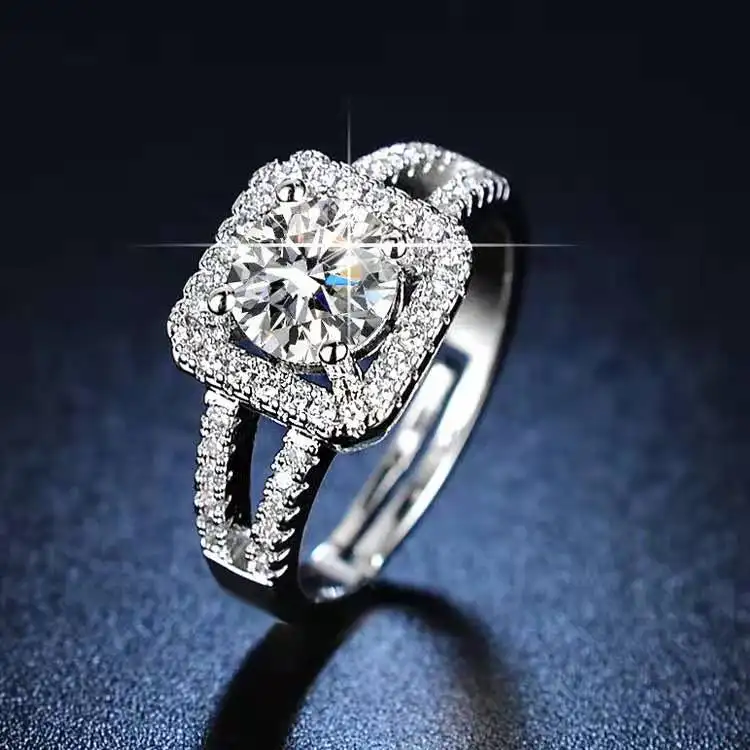 MOQ stackable 큐빅 지르코니아 스털링 실버 주얼리 블링 웨딩 링 여성 쥬얼리 다이아몬드 반지 가격