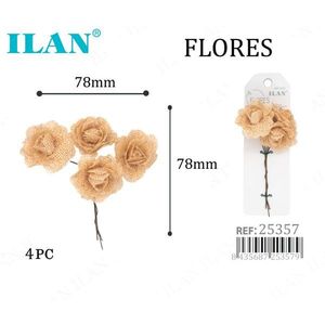 Ilan Flores 78mm 4 Pezzi Rose Essiccate Decorative - Product Image 1