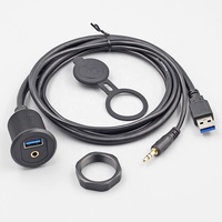 Accessoires audio stéréo pour voiture Ports USB et AUX Panneau de voiture encastré 3.5mm mâle femelle Câble d'extension PVC Veste Tresse Blindage