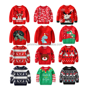 Nouveau Noël Jacquard <span class=keywords><strong>Pull</strong></span> Elk Enfants Chandails Tricotés À Manches Longues Enfants Garçons Filles De Noël Père Noël Chandails Automne Hiver - Product Image 2