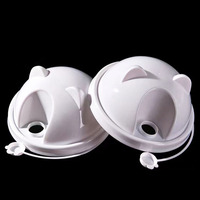 Tapa de domo para oso, desechable, de inyección, 90 mm, tapas de plástico para vasos de burbujas, material PP de grado alimenticio, tapa de panda con tapón, MOQ 500 unidades