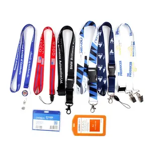 Benutzer definierte Sublimation Gedrucktes Logo Polyester Lanyard ID-Karten halter Halsband mit Logo Benutzer definiert