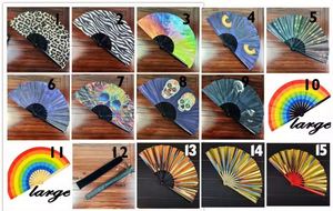 Abanico de mano Rave Clack con varillas de bambú de 33 cm, abanico de Kung Fu de tela plegable de nailon para discoteca - Product Image 3