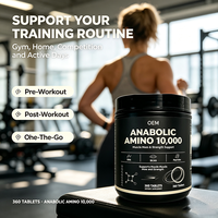 Complément alimentaire OEM Anabolic Amino 10000 comprimés, 360 unités, mélange de peptides EAA BCAA, soutient la masse musculaire, la force et la forme physique