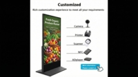 Kiosque interactif tactile ODM sur pied, 32-55 pouces, multi-touch capacitif, scanner QR, imprimante, affiche numérique en libre-service