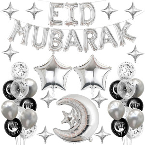 Set di Palloncini Eid Mubarak <span class=keywords><strong>Oro</strong></span> Rosa/<span class=keywords><strong>Oro</strong></span>/Argento, Palloncini in Foil a Forma di Luna e Stella, Decorazioni per Feste Ramadan Kareem - Product Image 5