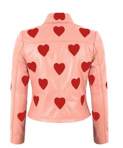 Chaqueta de Mujer Personalizada 100% Cuero Nappa Rosa Bebé Genuino con Detalle de Corazón, Marca Privada OEM/ODM, Venta al Por Mayor, Moda Exclusiva - Product Image 2
