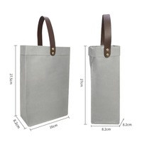 Bolsas de Regalo para Vino de Papel Kraft con Asa de Cuero, Bolsa de Transporte para Botellas Grandes, Negra, Marrón, Gris, Reutilizable, Logotipo Personalizado, Venta al Por Mayor