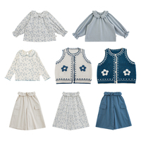 YOEHYAUL LQ0137 Ensembles de Vêtements de Boutique pour Filles, Vente en Gros, Chemise, Pantalon, Gilet Tricoté, Tenues Deux Pièces pour Bébés Filles et Enfants