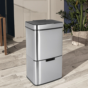 Hot bán 72L tự động tái chế thép thép không gỉ Thùng rác có thể cảm biến trong nhà nhà phòng tắm nhà bếp vuông container - Product Image 1