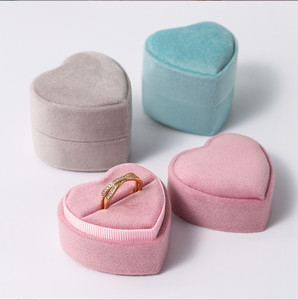 Fuyi Heart-Shaped Jewelry Box Velvet <b>Ring</b> Box Couple <b>Ring</b> Pendant Box Simple and Exquisite Jewelry <b>Storage</b> Box with Sticker Logo - Product Image 6