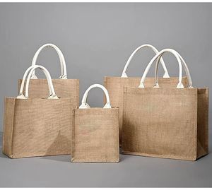 Wholesale Recycled Jute Tote <b>Bag</b> Eco Friendly Burlap Shopping <b>Bag</b> Custom Logo Reusable Grocery <b>Bag</b> with Handles Promotional - Product Image 3