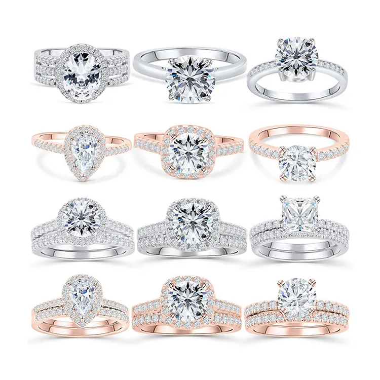 New Style 2023 Fashion Engagement Wedding 925 Sterling Siver Ring Sets