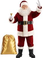 Noël Mens Santa Costume Set Adulte 11 Pcs Deluxe Santa Costume Costume