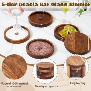 Bandeja de Madera para Condimentos de Cócteles, Contenedor de Especias, Salero, Azucarero, Diseño Minimalista de Madera Sólida para Servir Bebidas - Product Image 3