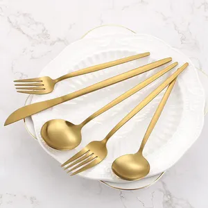 Modern Restaurant Food Grade Stainless Steel Goldcutlery Wedding Gold Knife Fork Spoon Cutlery