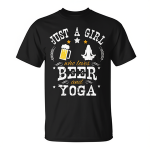 Juste une fille qui aime la bière et le yoga – T-shirt promotionnel amusant pour les amateurs de bière et de yoga - Product Image 2