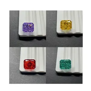 HQ GEMS New Products Hand Make CZ Diamond 9 Carat Octagon Iced Crushed Cut Cubic Zirconia Gemstone