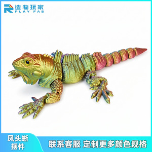 Modellino di Iguana Stampato in 3D Multicolore con Occhi Realistici e Design Sfumato, Figura da Collezione - Product Image 4