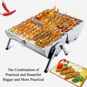 Portable Outdoor Charcoal Grill Mini Barrel BBQ <b>Stove</b> with Wooden Handle for Camping Picnic Travel and Backyard Cooking - Product Image 3