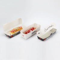 Boîte rectangulaire en papier kraft blanc écologique, résistante à l'huile, non pliable, pour hot-dogs, pâtisseries, plats à emporter, avec logo personnalisé