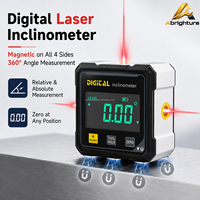 Inclinomètre numérique à double laser, détecteur d'angle magnétique 4 faces pour le travail du bois et la construction avec boîtier en alliage d'aluminium